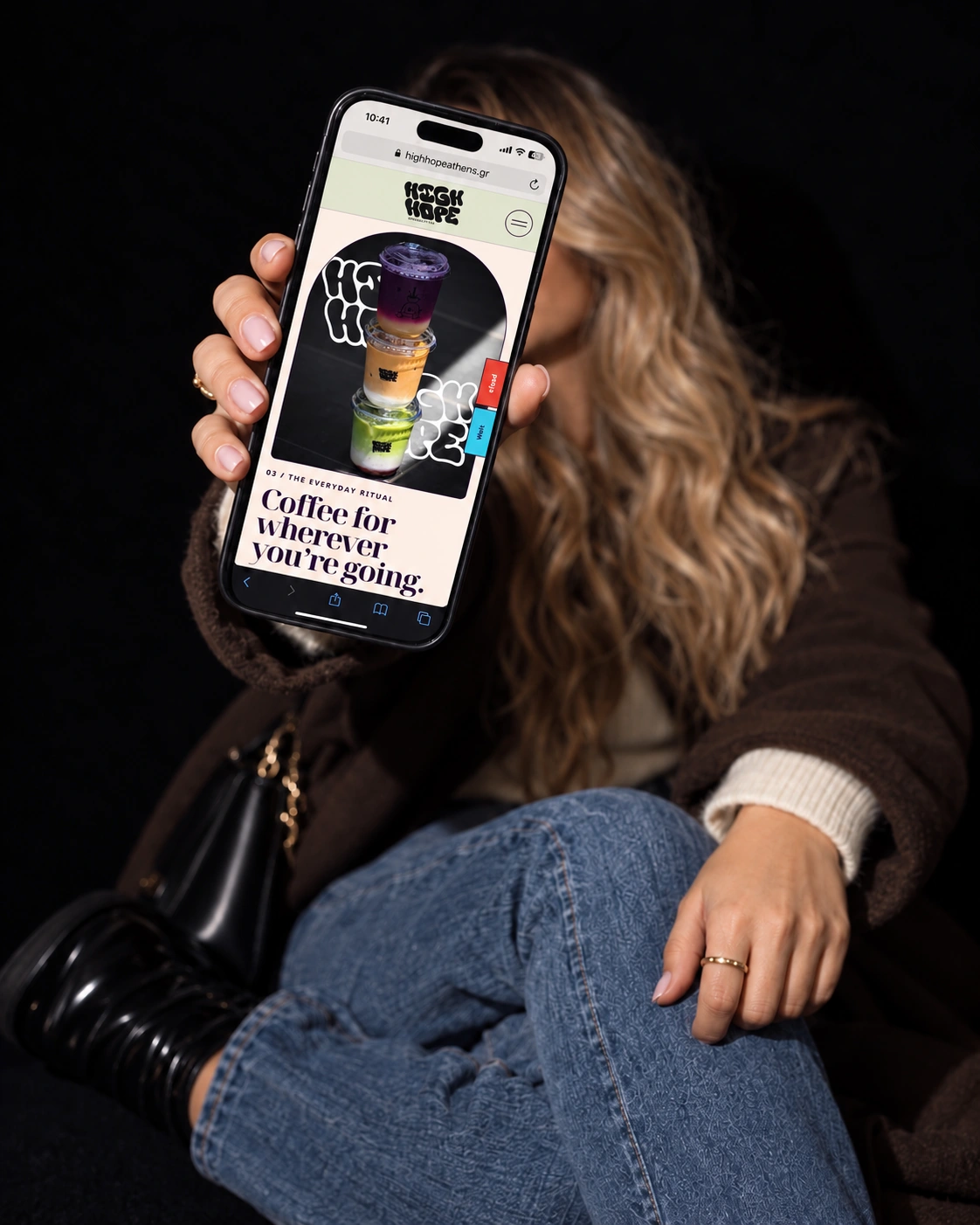 HIGH HOPE — coffee presentation on a mobile phone
