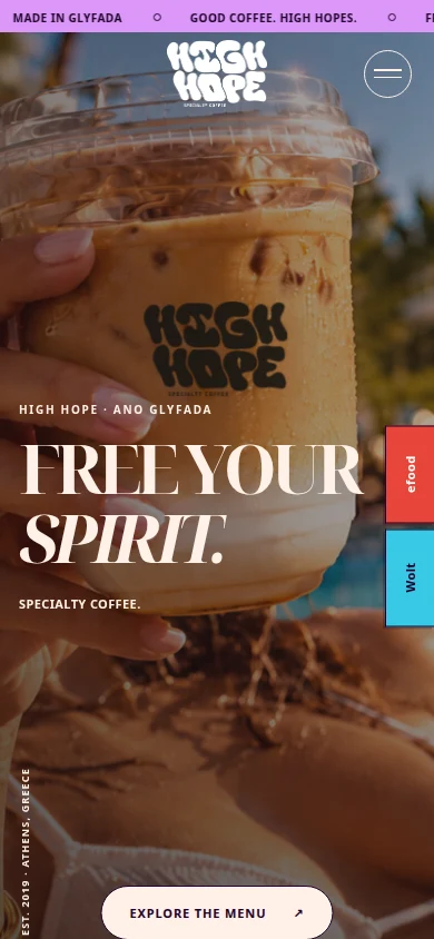 HIGH HOPE mobile website screenshot