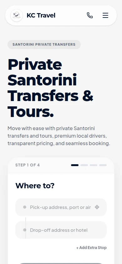 KC TRAVEL mobile website screenshot